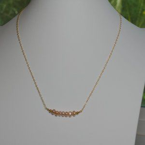 14k Gold Filled Petite Champagne Pink Pearl Necklace